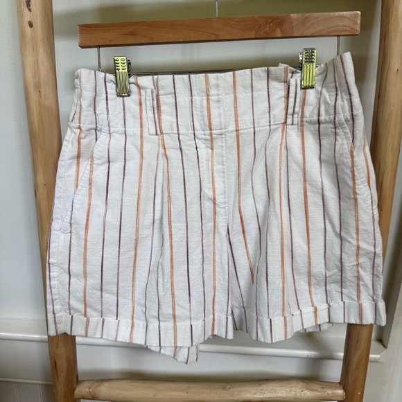 LOFT Outlet Pants - LOFT Outlet Womens Small White Striped High Rise Cotton Shorts Elastic Back